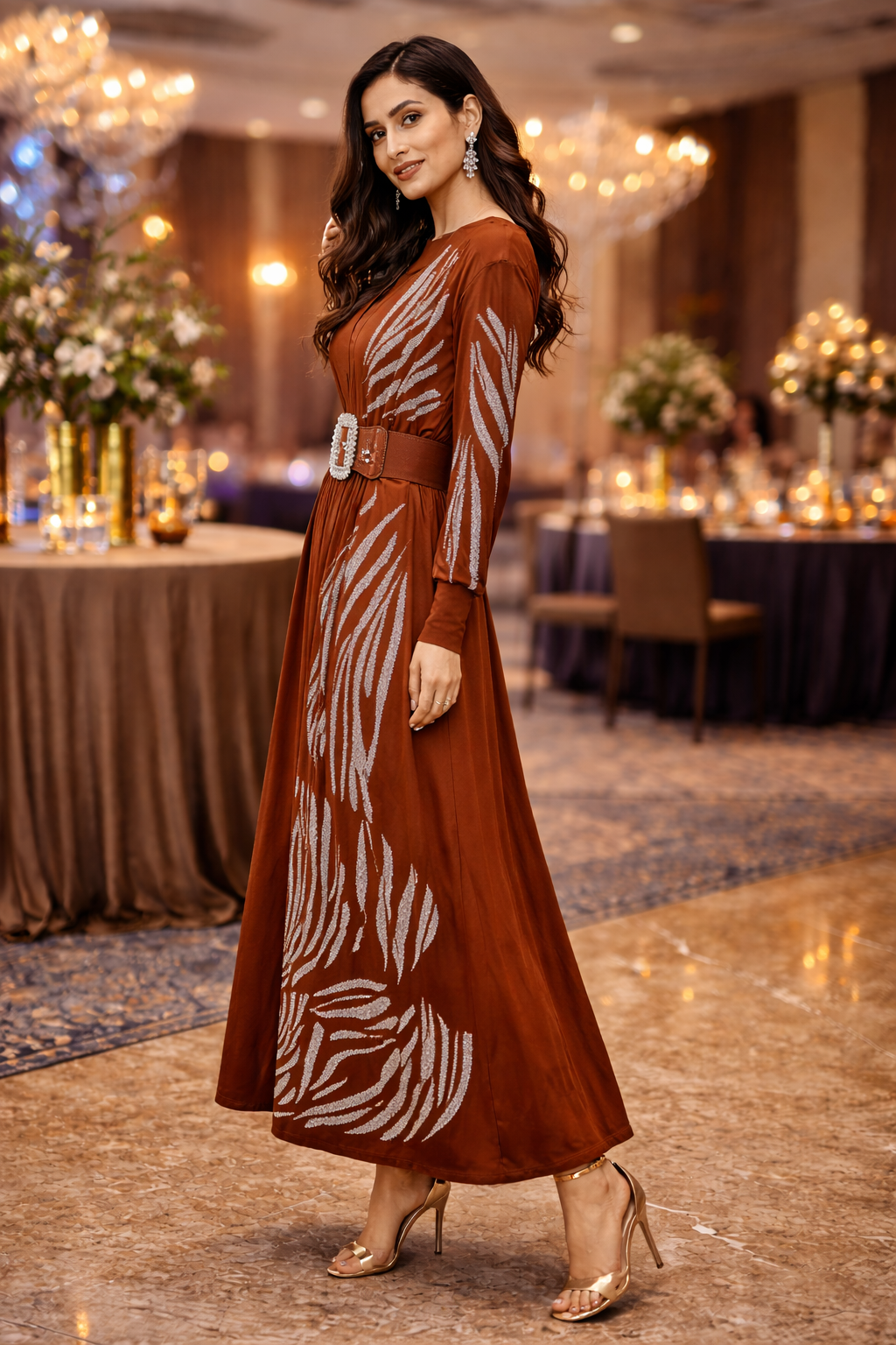 AL5231-Rust Ember Statement Gown