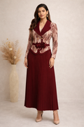 AP1205-Ruby Royale Pleated Dress