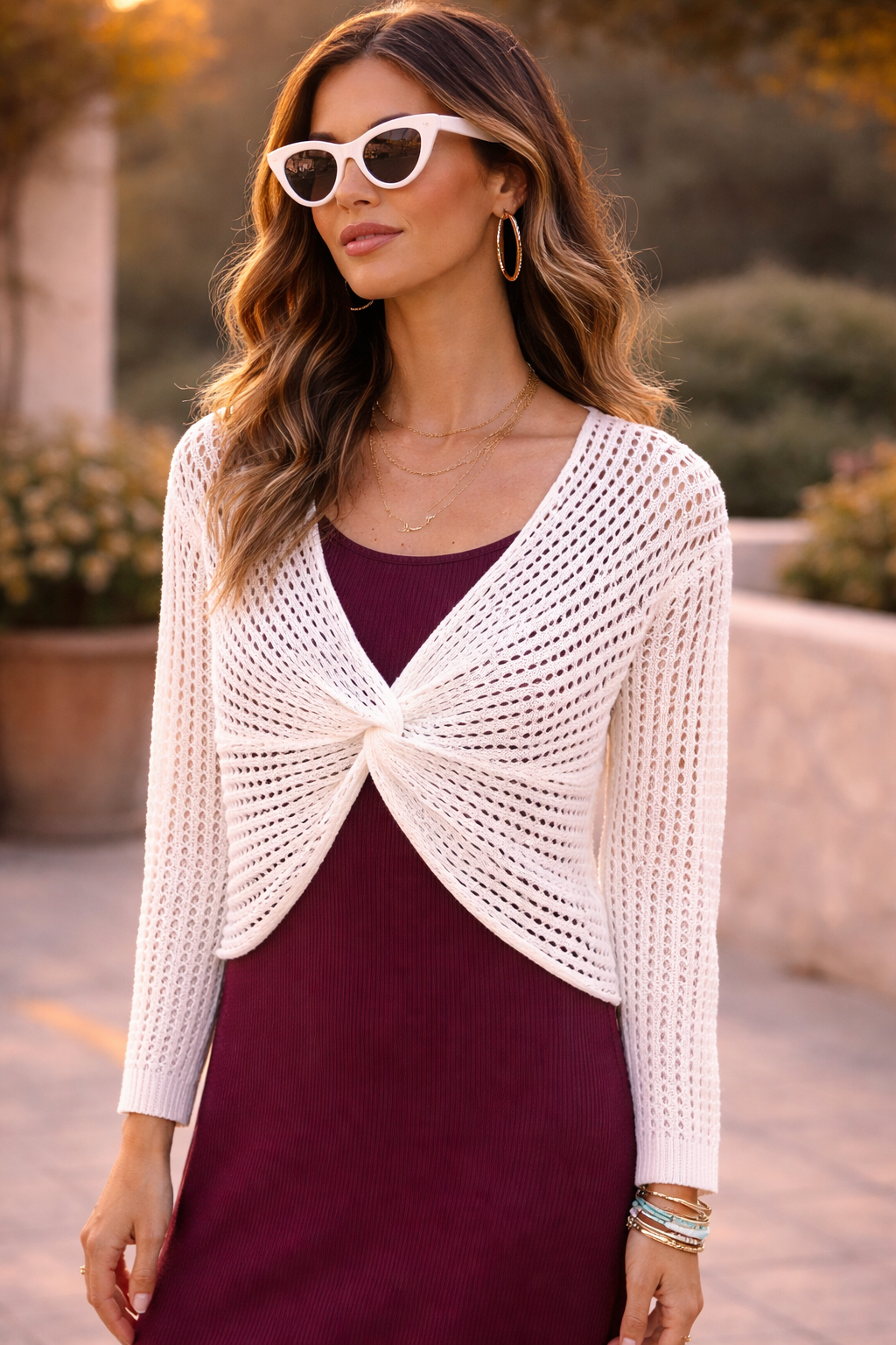 Twist Knit Overlay Dress