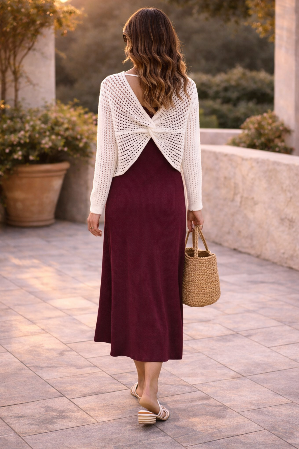 Twist Knit Overlay Dress
