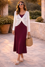Twist Knit Overlay Dress