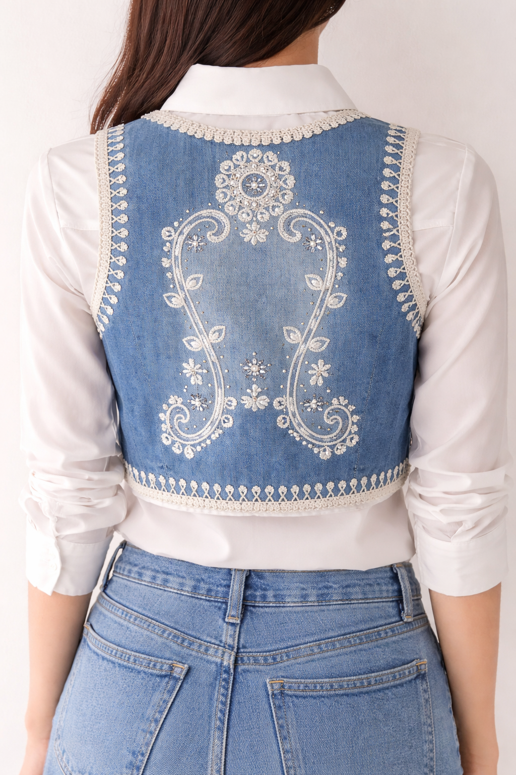 AZ1728-Indigo Grace Embroidered Jacket Set