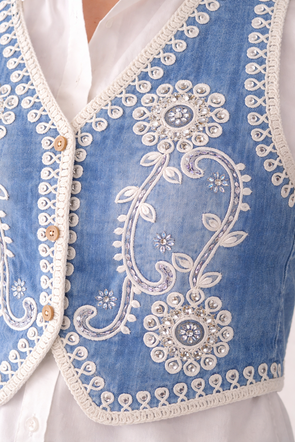 AZ1728-Indigo Grace Embroidered Jacket Set