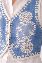 AZ1728-Indigo Grace Embroidered Jacket Set