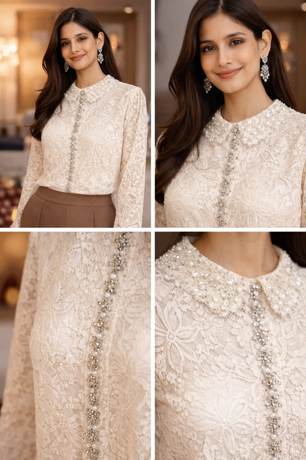 Pearl Blossom Lace Top