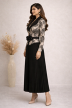 AP1205-Ruby Royale Pleated Dress