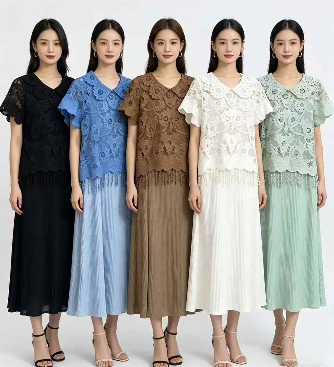 AA 0111F Aura Lace Pleated Set