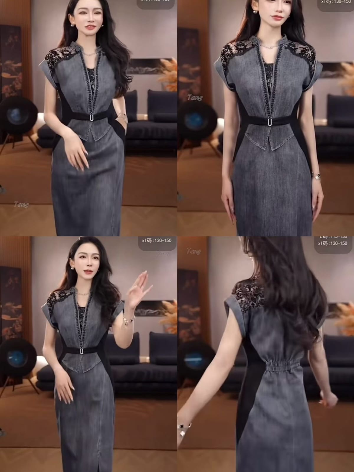AA 0111F Luxe Denim Midi Dress