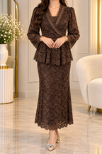 AA 0111 Elegant Lace Wrap Midi Dress
