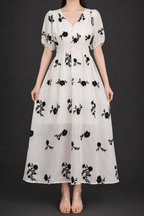 Noir Petal Grace Dress