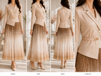 AA 0111 Champagne Shimmer Pleated Dress