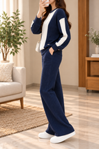 Contrast Panel Cable-Knit Coord set