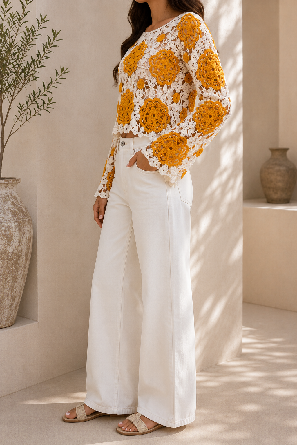 AA 141 Sunflower Crochet Top