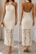 AA 0113C Grace Halter Lace Midi Dress