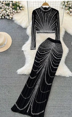 AA 0112F Midnight  Stretch Crystal Dress