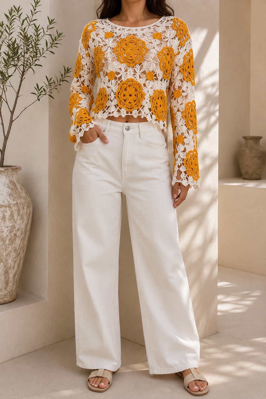 AA 141 Sunflower Crochet Top