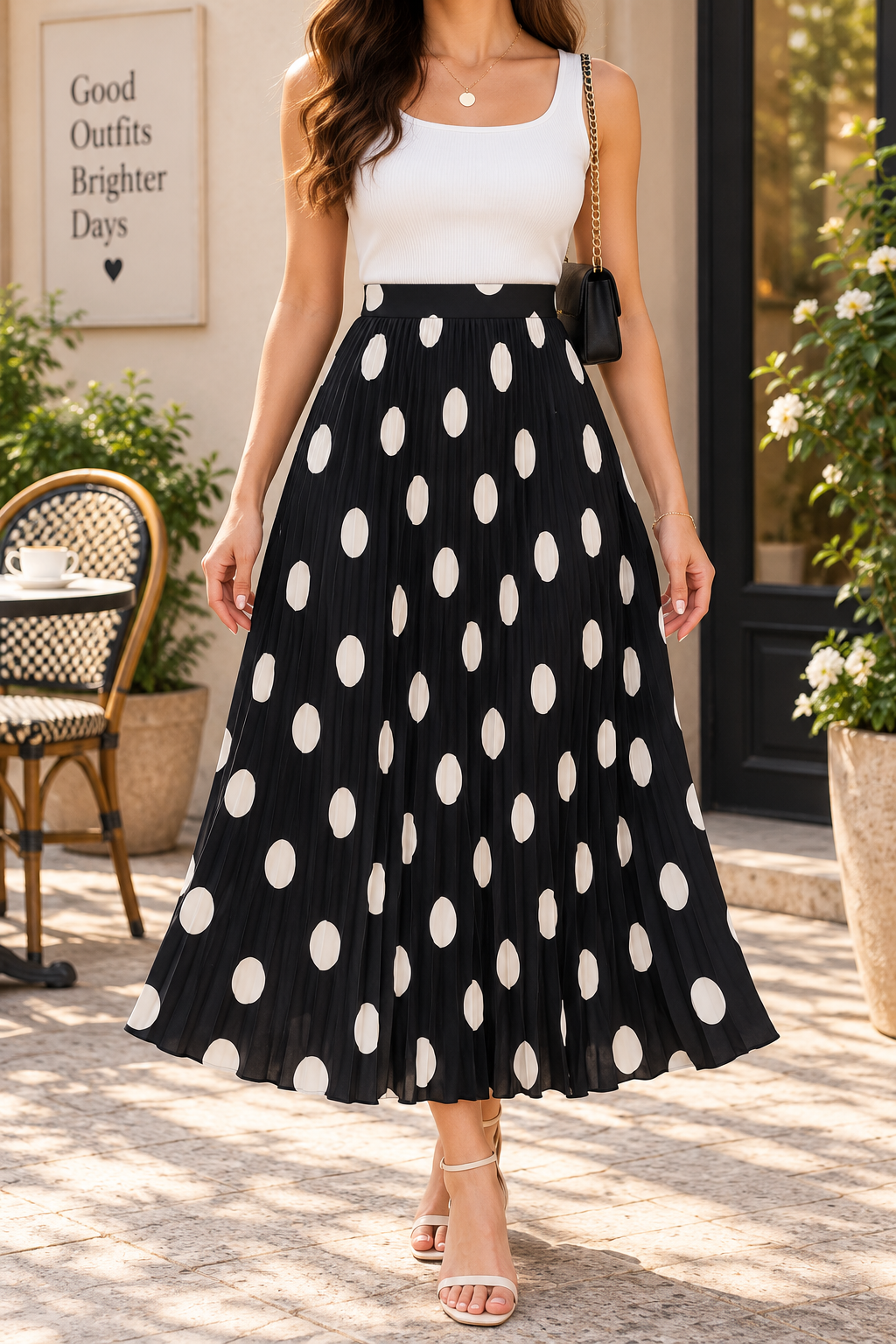 AA 0111 Blush Long Polka Dot Skirt
