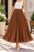 AA 0111 Blush Long Polka Dot Skirt