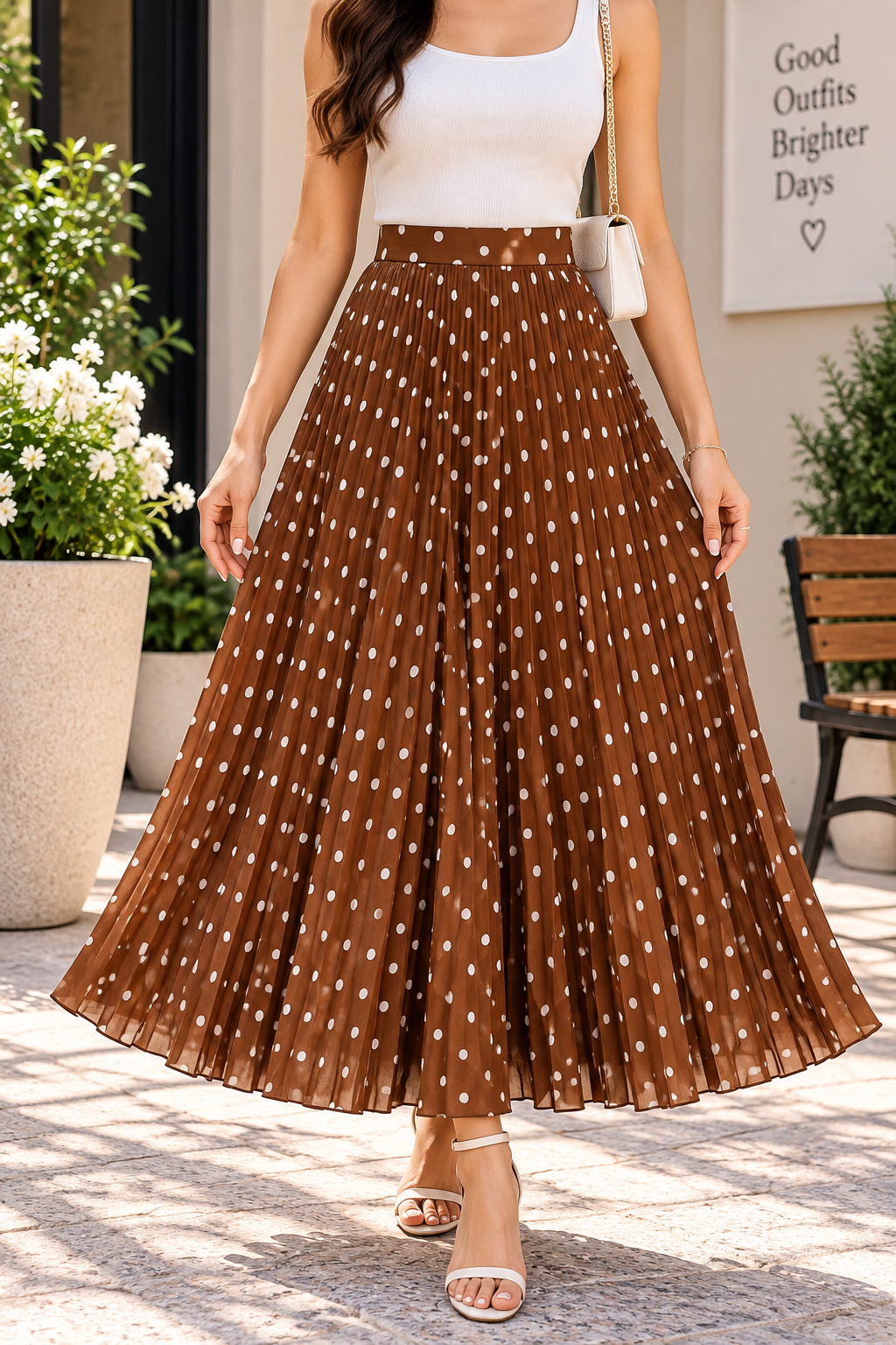 AA 0111 Blush Long Polka Dot Skirt