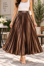 AA 0111 Satin Pleated Maxi Skirt