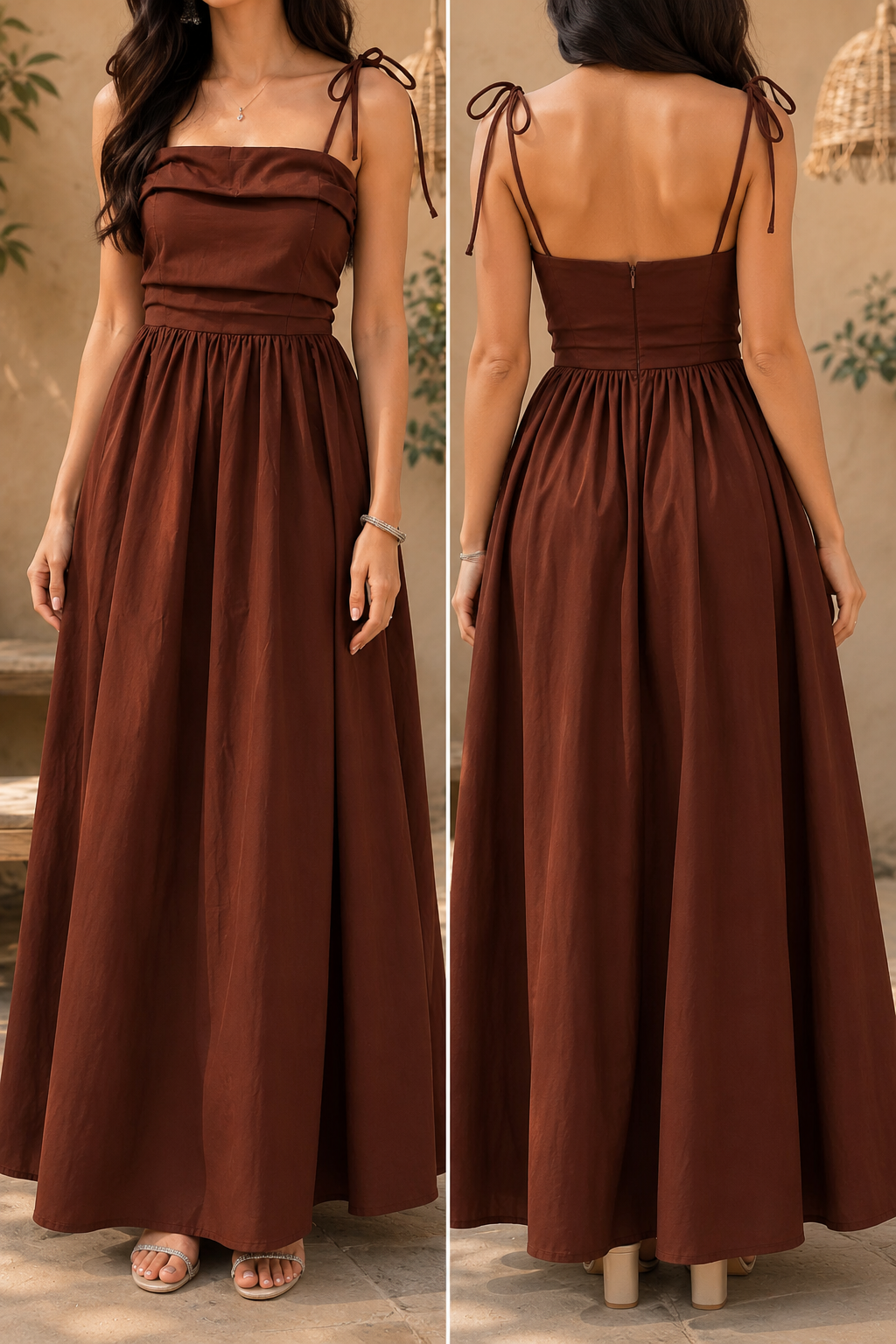 AA 0112C Tie-Strap Maxi Dress