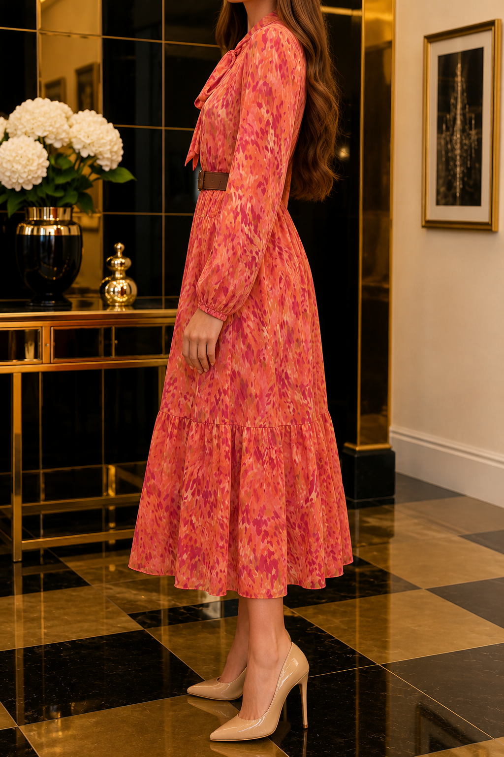 AA 0112C Sunset Bloom Tiered Dress