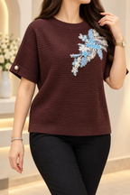 Bloom Embellished Knit Top GG