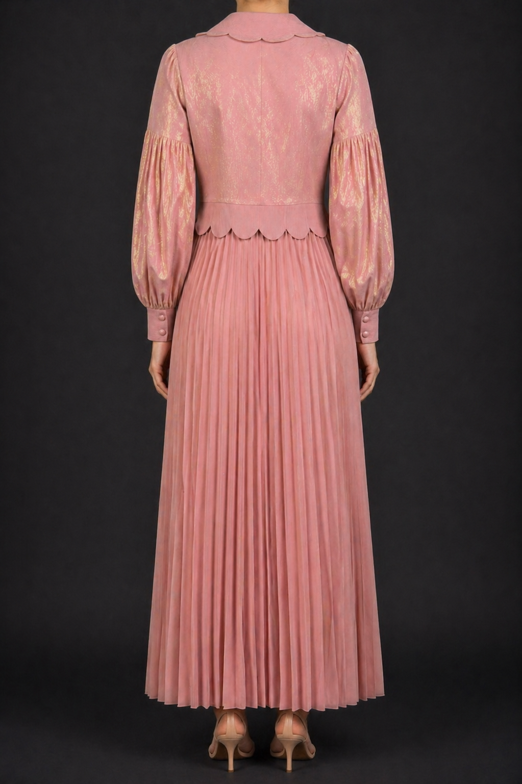 Pink Gold Pleated Dress
