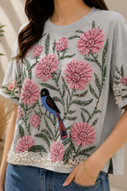 AA 0111F Blossom Pearl Embellished Tee