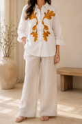 AA 0112C Golden Leaf Embroidered Shirt
