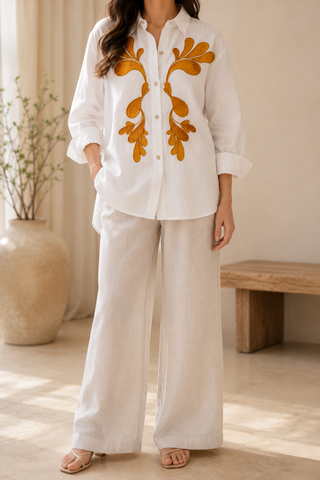 AA 0112C Golden Leaf Embroidered Shirt