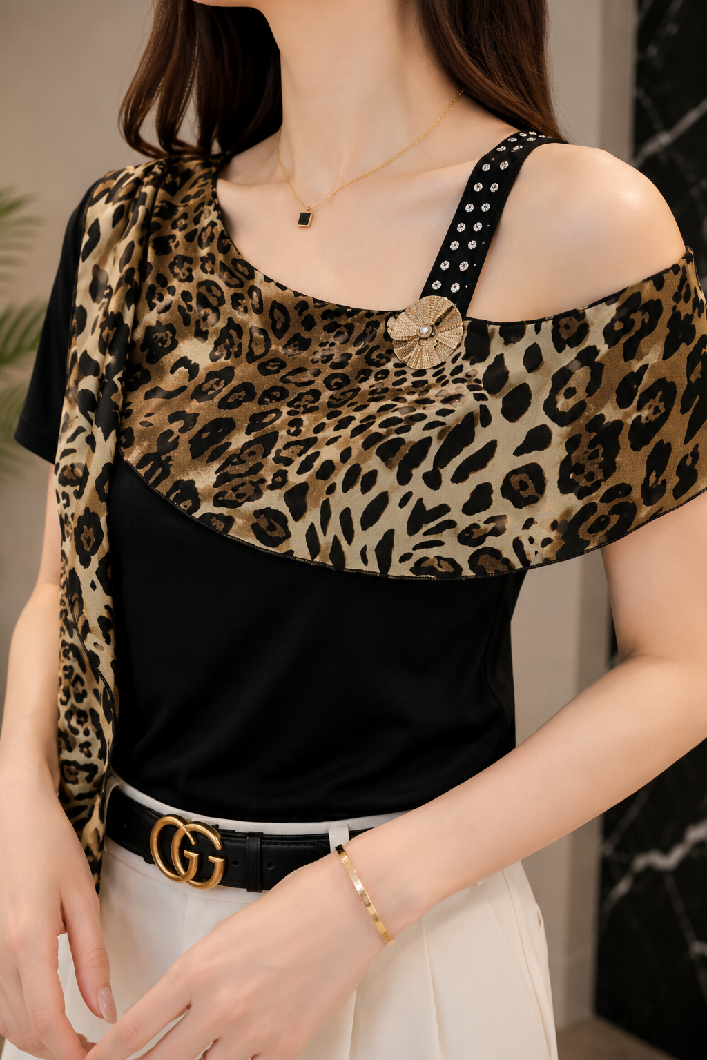AA 0111F Wild Elegance Draped Top