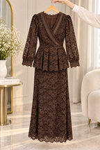 AA 0111 Elegant Lace Wrap Midi Dress