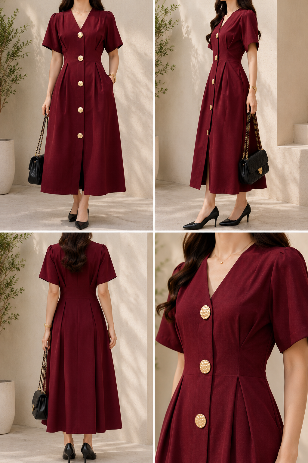 AA 0111C Grace Button Midi Dress