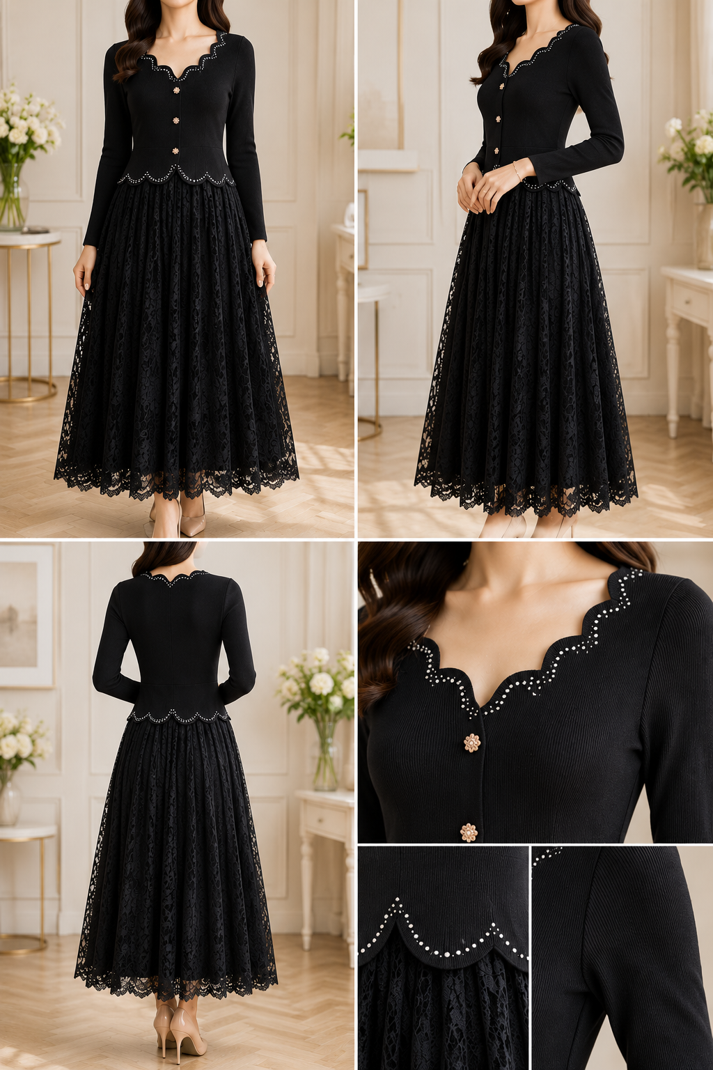 AA 0112F Elegance Lace Magic Maxi Dress