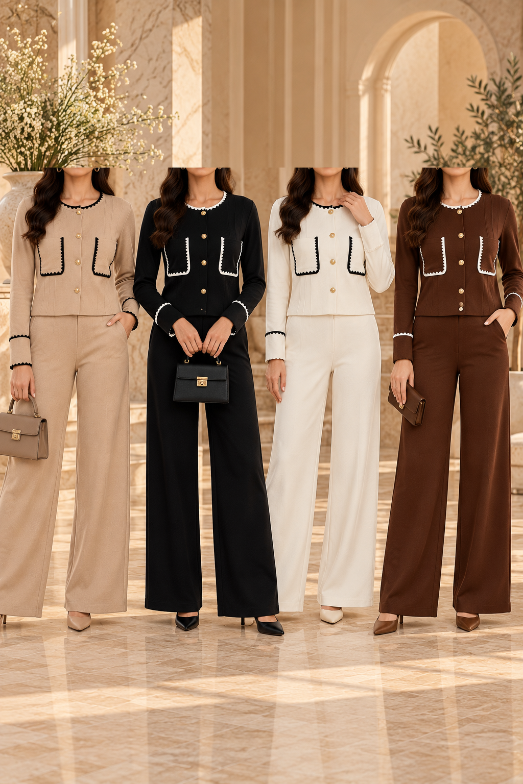 AA 011 Contrast Trim Button-Down Co-Ord Set