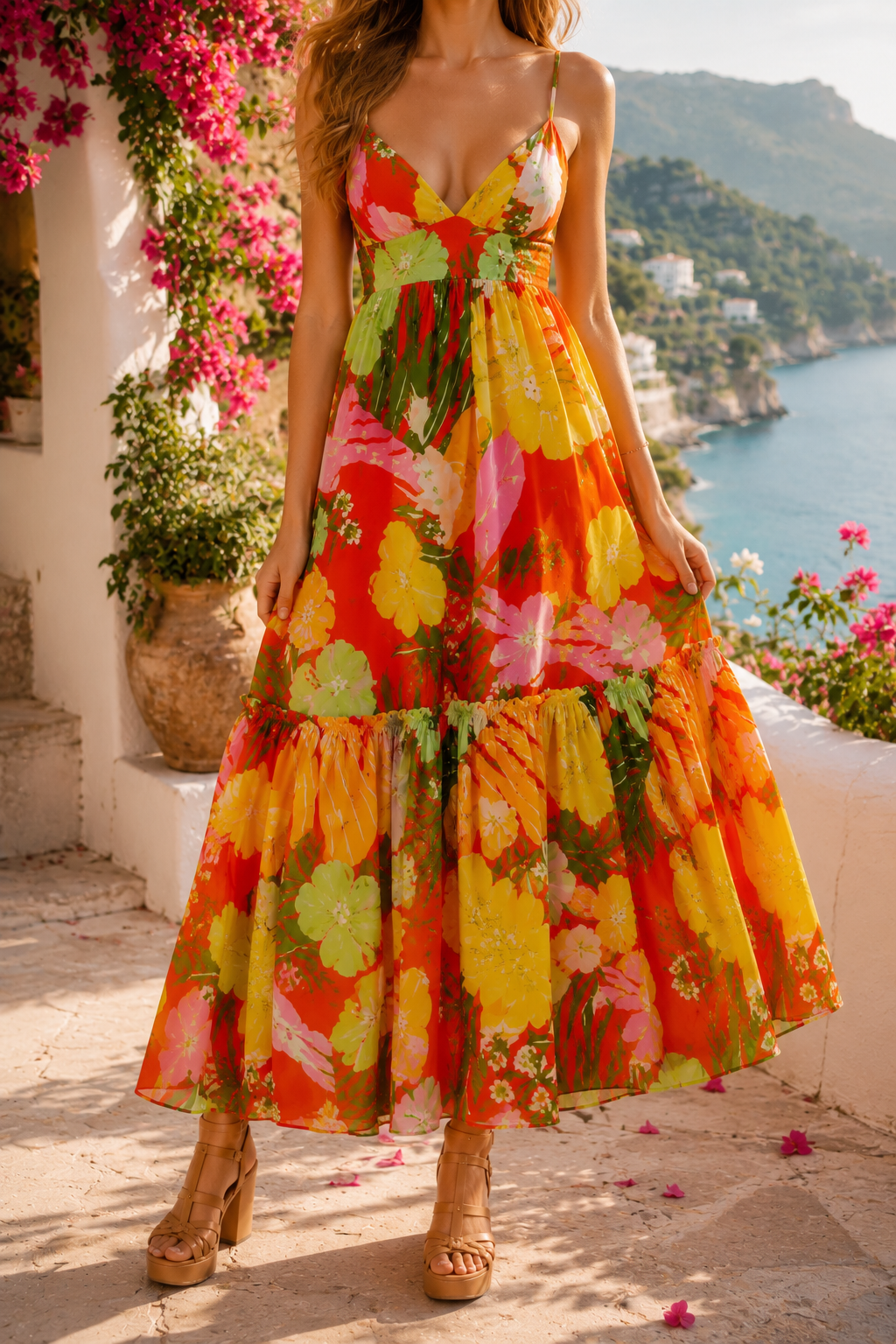 AA 0112C Sunset Tropicana Maxi Dress