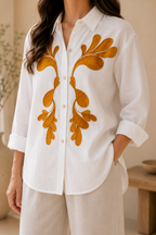 AA 0112C Golden Leaf Embroidered Shirt
