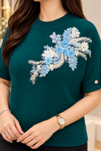 Bloom Embellished Knit Top GG