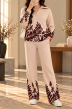 AA 011 Floral Print Quarter-Zip Knit Co-Ord Set