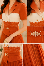 AA 0112F Elegance Pleated Midi Dress