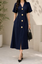 AA 0111C Grace Button Midi Dress