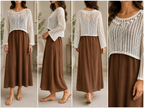 AA 0112F Breeze Crochet Overlay Maxi Dress