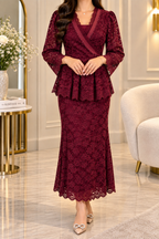 AA 0111 Elegant Lace Wrap Midi Dress