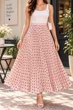 AA 0111 Blush Long Polka Dot Skirt