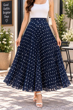 AA 0111 Blush Long Polka Dot Skirt