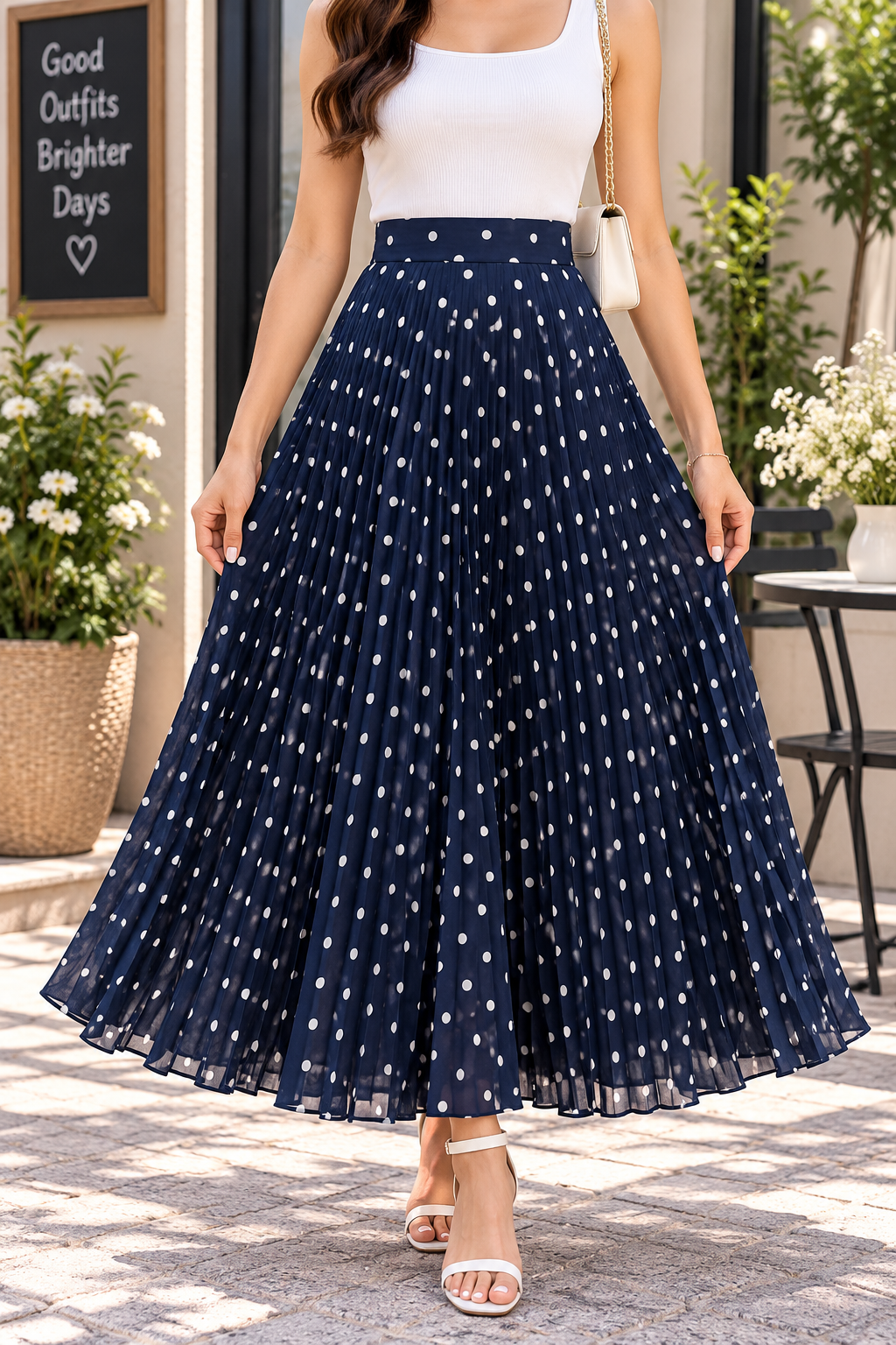 AA 0111 Blush Long Polka Dot Skirt