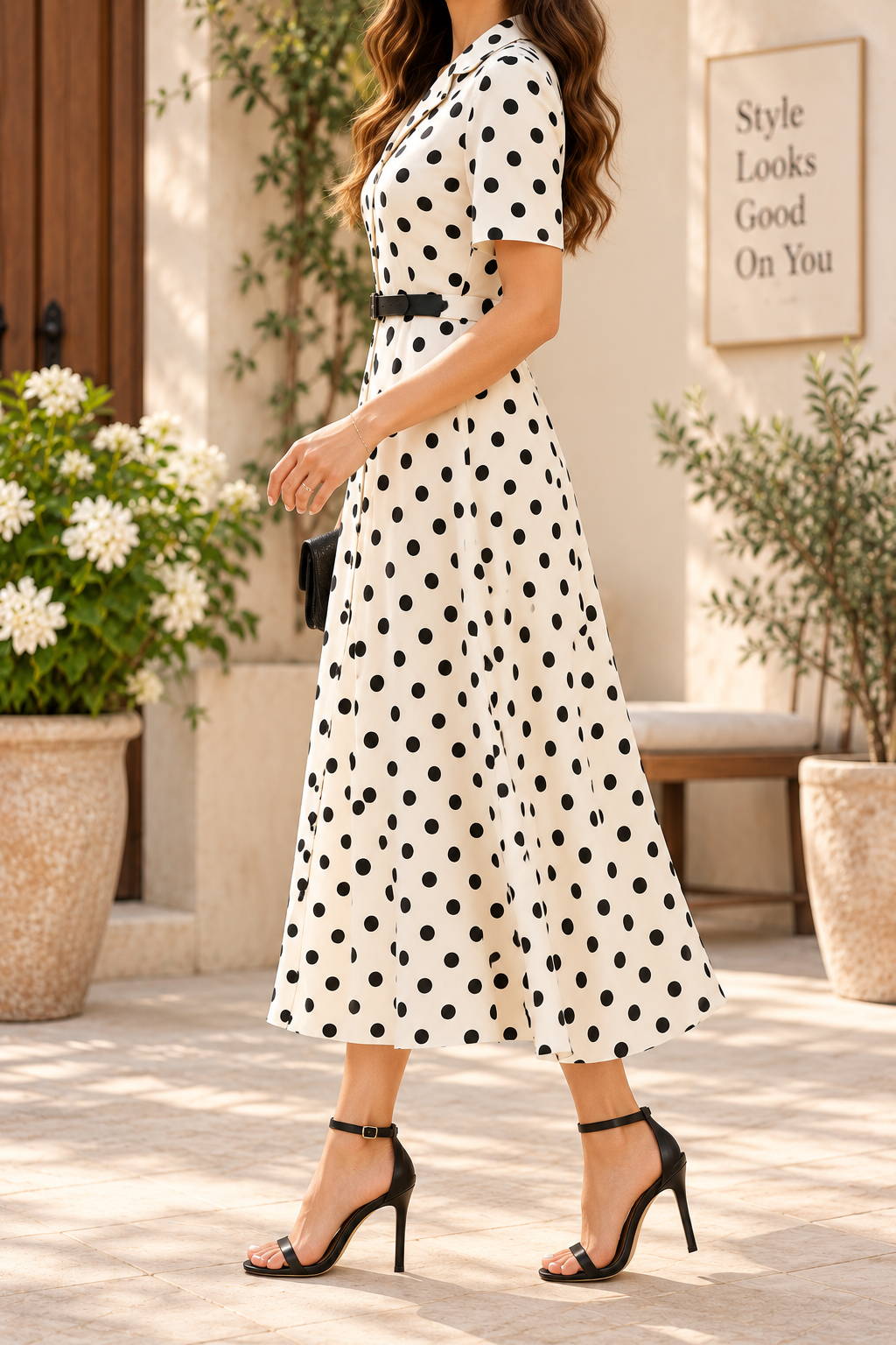 AA 0111 Polka Dot Shirt Dress