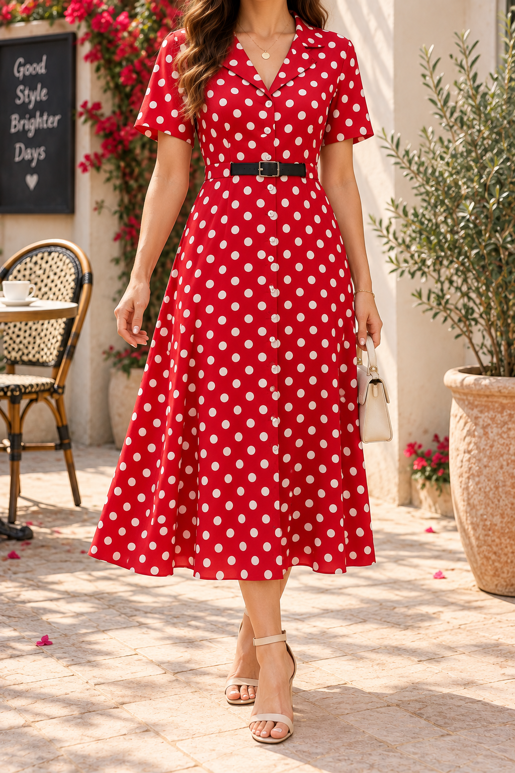 AA 0111 Polka Dot Shirt Dress