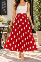 AA 0111 Blush Long Polka Dot Skirt